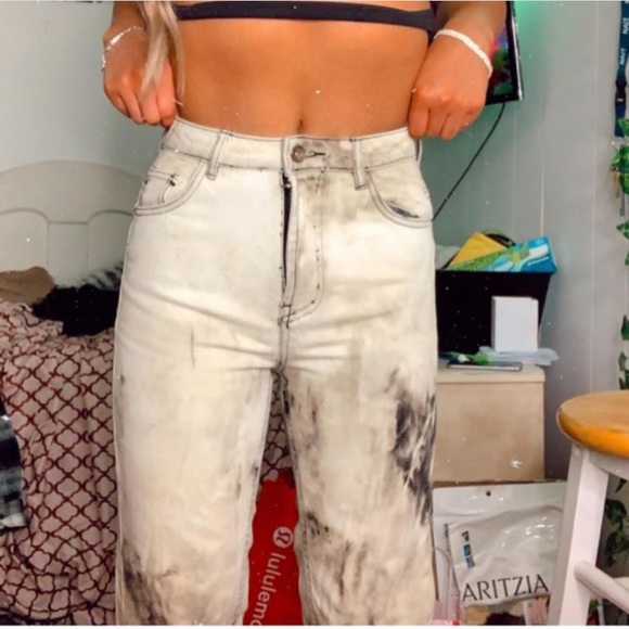 zara bleach dyed mom jeans [00] ♡ - Picture 1 of 4
